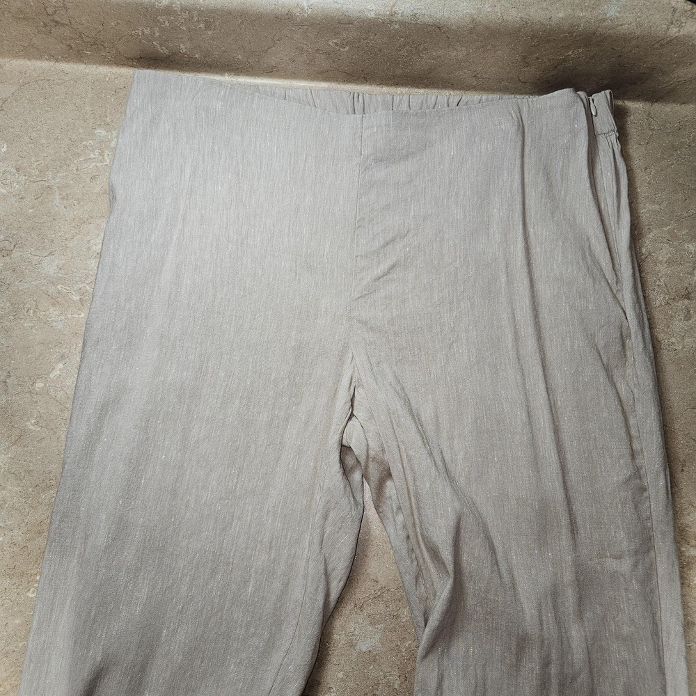 J Jill Linen Stretch Pants Women L Petite Beige Crop Straight Preppy Coastal - Picture 5 of 14